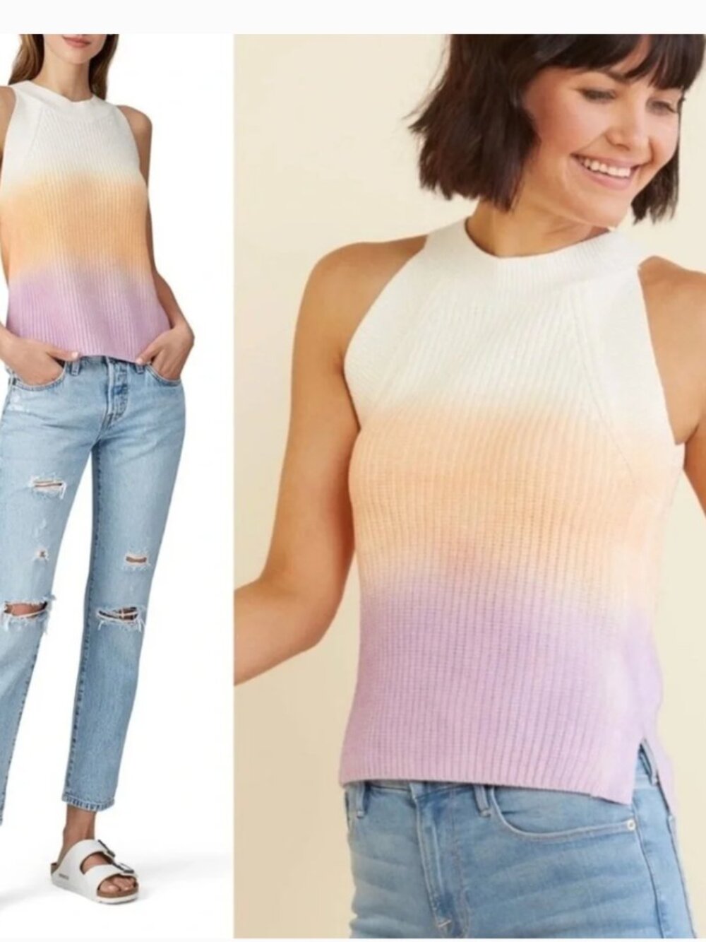 525 America Gradient Knit Tank Top - White, Orange, Purple